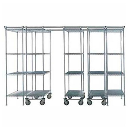 Nexel Space-Trac, 5 Unit, Chrome High Density Shelving, 48inW x 24inD x 76inH, 14ft Length B2177932